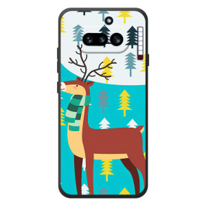 Силиконовый бампер с картинкой животных для Nothing Phone (4a) (Олень с шарфом)
