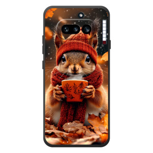 Печатный чехол «Зверята с кофе» для Nothing Phone (4a) – Белка с кофе
