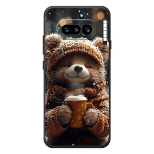 Печатный чехол «Зверята с кофе» для Nothing Phone (4a) – Мишка с кофе