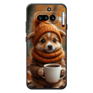 Печатный чехол «Зверята с кофе» для Nothing Phone (4a) – Песик с кофе