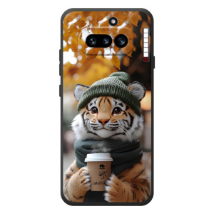 Печатный чехол «Зверята с кофе» для Nothing Phone (4a) – Тигр с кофе