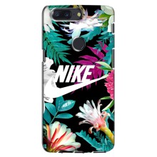 Силиконовый Чехол на One Plus 5T с картинкой Nike (Цветочный Nike)