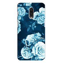 Чехлы (ART) Цветы на One Plus 6T (VPrint) (Голубые Бутоны)