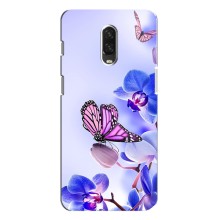 Чехлы с Цветами для One Plus 6T (VPrint) (Бабочка на цветочке)