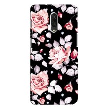 Чехлы с Цветами для One Plus 6T (VPrint) (Цветочки на черном)