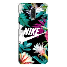 Силиконовый Чехол на One Plus 6T с картинкой Nike (Цветочный Nike)