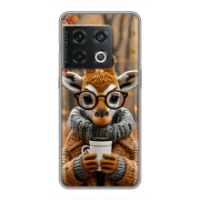 Печатный чехол «Зверята с кофе» для OnePlus 10 Pro – Жираф с кофе