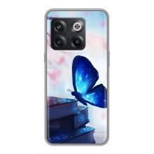 Силиконовый бампер с картинкой животных для OnePlus 10T (Бабочка синяя)