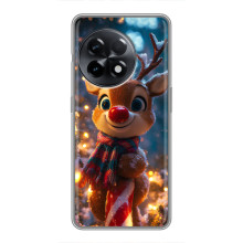 Яркий чехол для OnePlus 11 Pro с Зимними Оленятами – Олень в шарфе