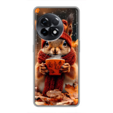 Печатный чехол «Зверята с кофе» для OnePlus 11 Pro – Белка с кофе