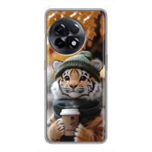 Печатный чехол «Зверята с кофе» для OnePlus 11 Pro – Тигр с кофе