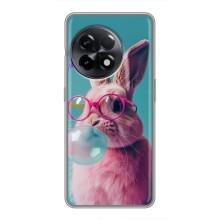 Чохол з принтом стильні тварини для ВанПлас 11 – Кролик в окулярах