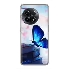 Силиконовый бампер с картинкой животных для OnePlus 11 (Бабочка синяя)