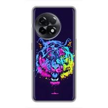 Силиконовый бампер с картинкой животных для OnePlus 11 (Тигр-Арт)