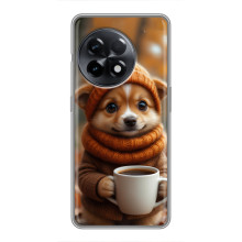 Печатный чехол «Зверята с кофе» для OnePlus 11 – Песик с кофе