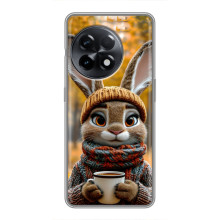 Печатный чехол «Зверята с кофе» для OnePlus 11 – Зайчик с кофе