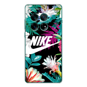 Силиконовый Чехол на OnePlus 11R с картинкой Nike (Цветочный Nike)