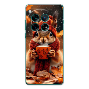 Печатный чехол «Зверята с кофе» для OnePlus 11R (Белка с кофе)