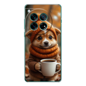 Печатный чехол «Зверята с кофе» для OnePlus 11R (Собачка с кофе)