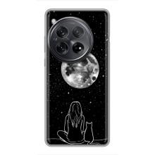 Чехол с рисунком кот на OnePlus 12 – Девушка с котом