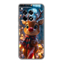 Яркий чехол для OnePlus 12R с Зимними Оленятами – Олень в шарфе