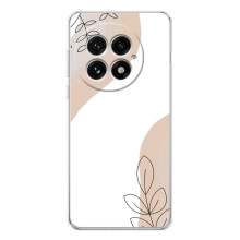 Силиконовый чехол с принтом в цветах на OnePlus 13 – Нюдовый дизайн