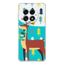 Силиконовый бампер с картинкой животных для OnePlus 13 (Олень с шарфом)