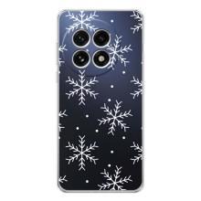 Зимні Чохли для ВанПлас 13 - прозорий фон (Білі сніжинки)