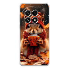 Печатный чехол «Зверята с кофе» для OnePlus 13 – Белка с кофе