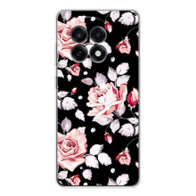 Чехлы с Цветами для OnePlus 13R (VPrint) (Цветочки на черном)