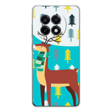 Силиконовый бампер с картинкой животных для OnePlus 13R (Олень с шарфом)