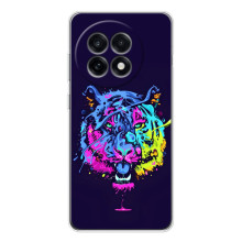 Силиконовый бампер с картинкой животных для OnePlus 13R (Тигр-Арт)