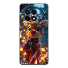 Яркий чехол для OnePlus 13R с Зимними Оленятами (Олень в шарфе)