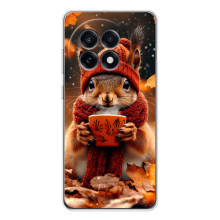 Печатный чехол «Зверята с кофе» для OnePlus 13R – Белка с кофе