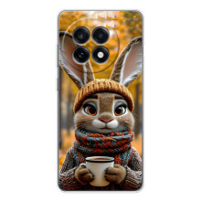 Печатный чехол «Зверята с кофе» для OnePlus 13R – Зайчик с кофе