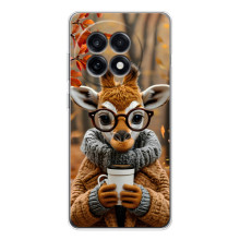 Печатный чехол «Зверята с кофе» для OnePlus 13R – Жираф с кофе