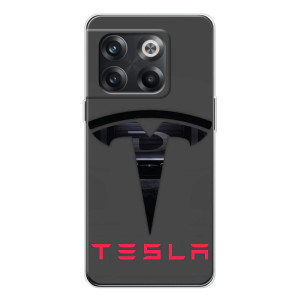 Силиконовый бампер с картинкой машины на OnePlus 13s (Logo TESLA)