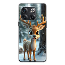 Яркий чехол для OnePlus 13s с Зимними Оленятами – Оленёнок в лесу