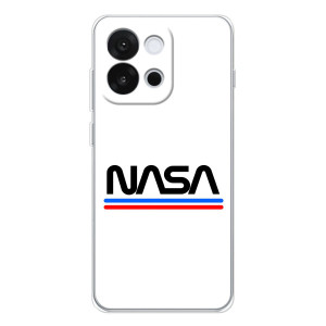 Силіконовый бампер з принтом "Наса" на OnePlus 13T – NASA на білому тлі