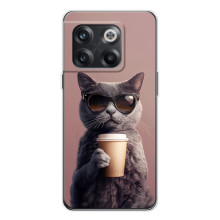 Чехол с принтом стильные животные для 13Т – Кот с кофе