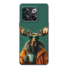 Чехол с принтом стильные животные для 13Т – Лось с кофе