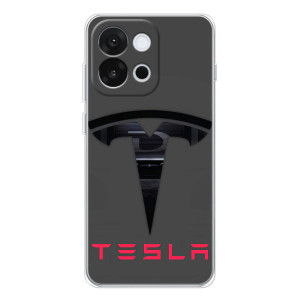 Силиконовый бампер с картинкой машины на OnePlus 13T – Logo TESLA