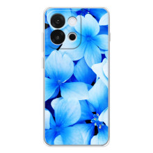 Силиконовый бампер с принтом (цветочки) на 13Т (Синие цветы)