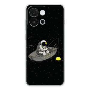 Силиконовый Чехол с принтом "Космонавты" на OnePlus 13T – Космонавт на рыбалке