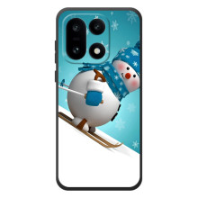 Новогодние Чехлы для OnoПлюс 15 (VPrint) – Снеговик на лыжах