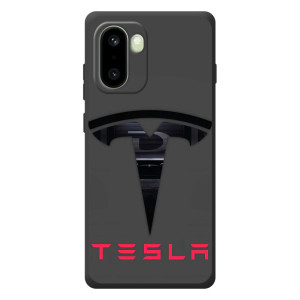 Силиконовый бампер с картинкой машины на OnePlus 15R – Logo TESLA