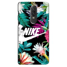 Силиконовый Чехол на OnePlus 6 с картинкой Nike (Цветочный Nike)