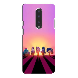 Силиконовый Чехол на OnePlus 7 Pro с картинкой Brawl Stars (Персонажи в закате)