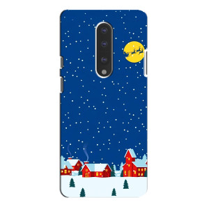 Силиконовый бампер на рождество для OnePlus 7 Pro (Город в снегу)