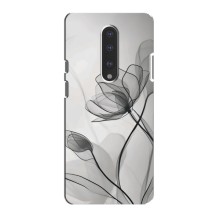 Чехол с цветочным принтом на ВанПлас 7 (Черные цветы)